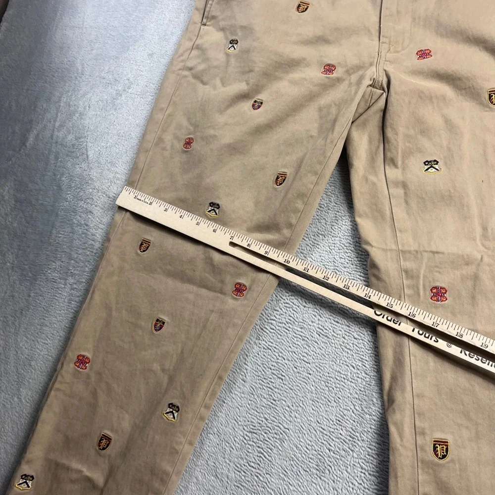 Polo Ralph Lauren Mens 38x30 Slim Fit Embroidered Crest Chino Pants Tan Khaki
